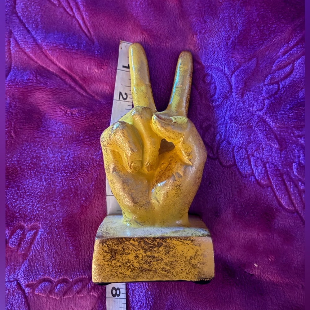 Peace Hand Sculpture on Base